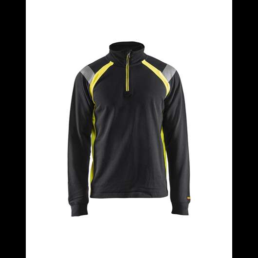 BLAKLADER Sweatshirt mit Half-Zip Schwarz/High Vis Gelb